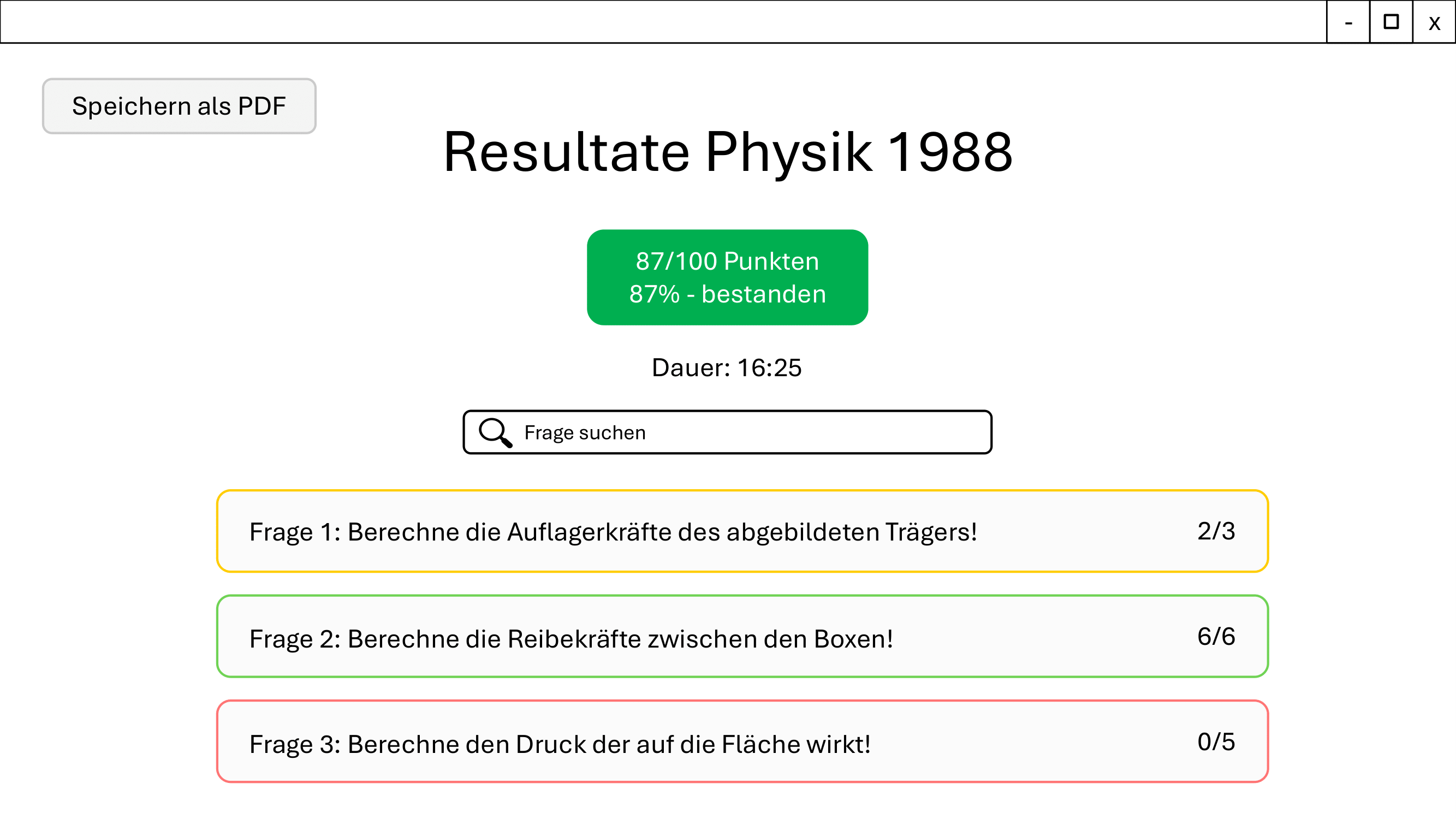 test resultate geschafft